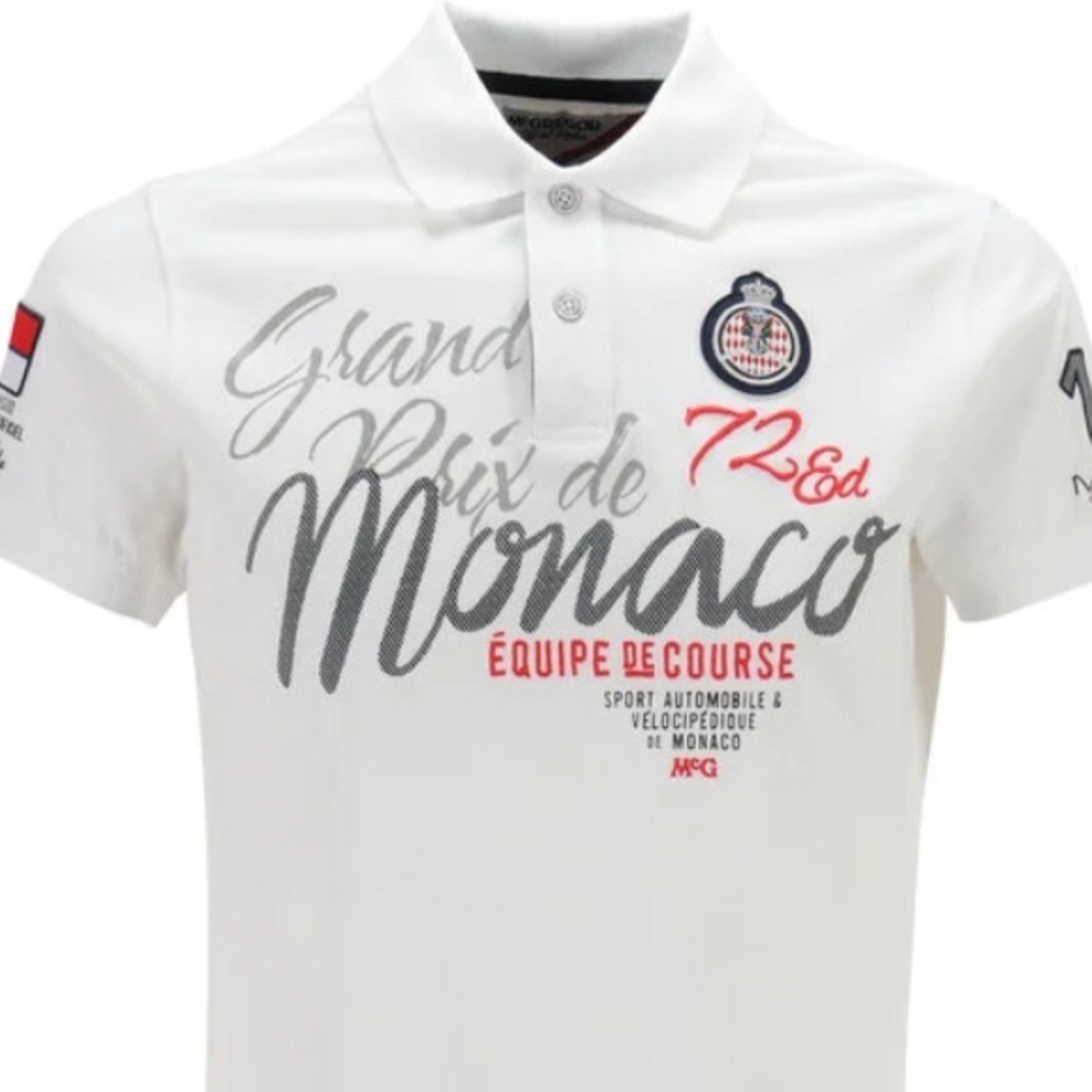 McGregor Grand Prix De Monaco 72nd Edition Embroidered White Polo F1 Race CLEAN